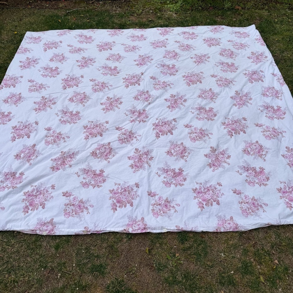 Simply Shabby Chic Blush Bouquet Reversible King Duvet Cover Pink Rose HTF FLAWS